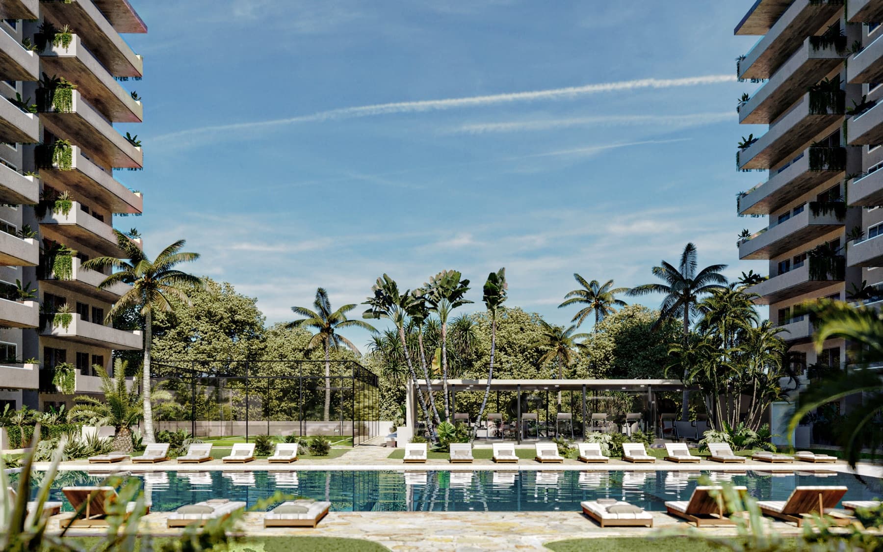 KOA Towers pool and landscaped areas